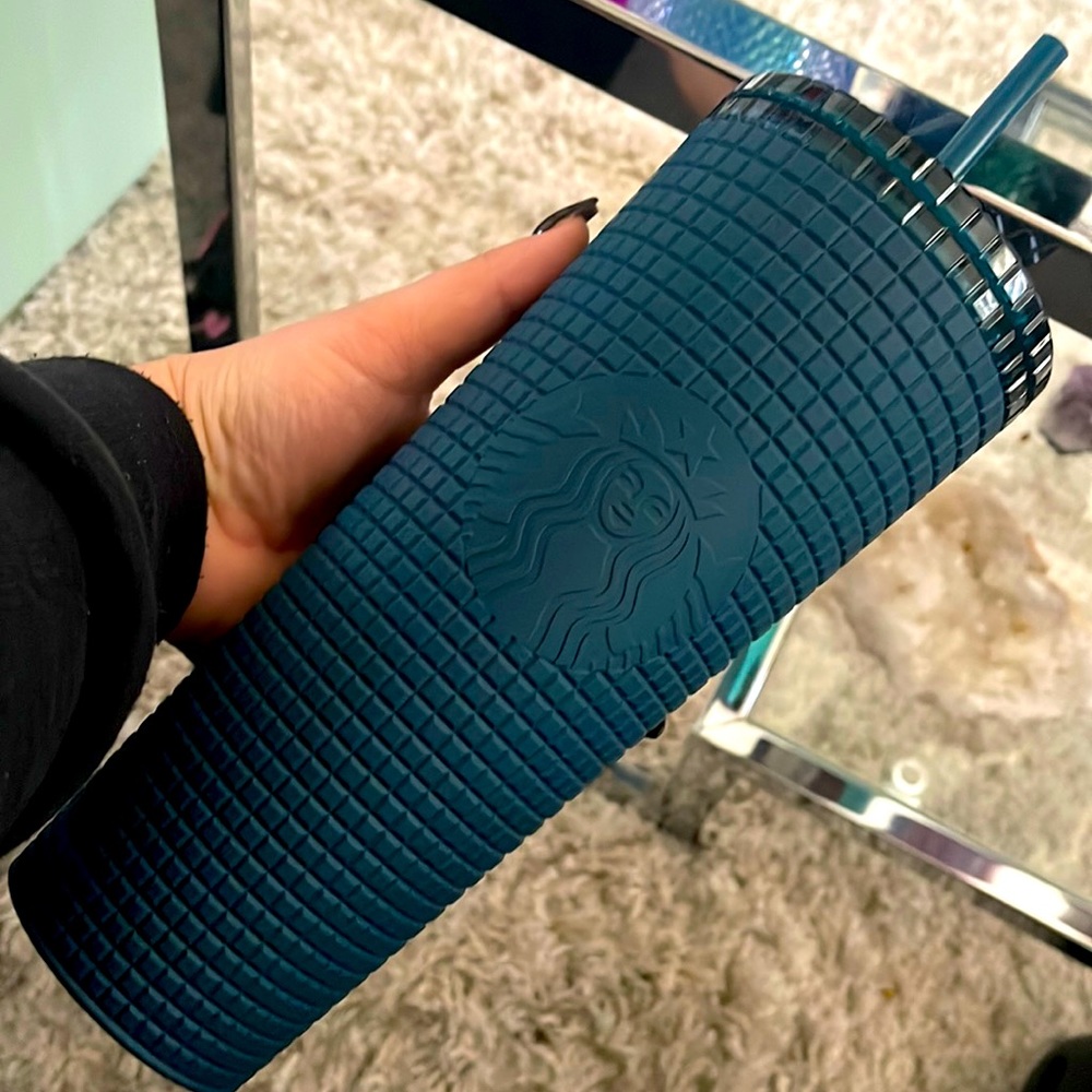 Starbucks Winter 2023- Dark Teal Soft Touch Grid 24ozTumbler